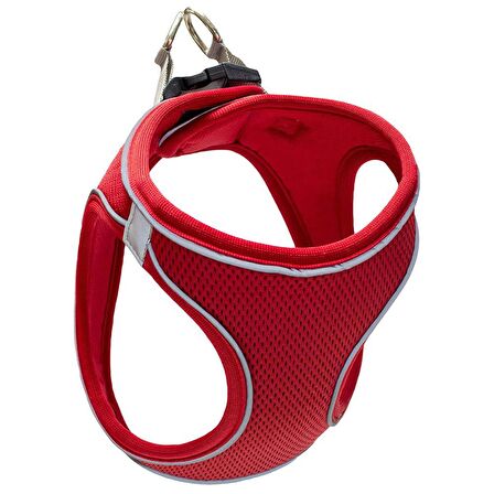 Mita Air Mesh Kedi Köpek Göğüs Tasması Çift Reflektörlü, Terletmeyen Kırmızı / Red